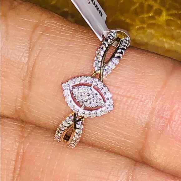 10k solid gold real diamond marquis engagement ring, not plated, free appraisal - Picture 3 of 11